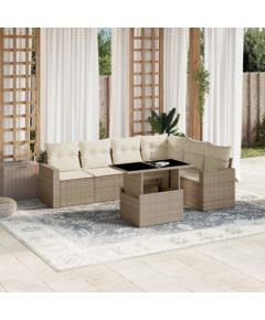 vidaXL vidaXL 7-cz. zestaw wypoczynkowy do ogrodu, z poduszkami, beżowy Dārza mēbeļu komplekti