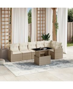 vidaXL vidaXL 7-cz. zestaw wypoczynkowy do ogrodu, z poduszkami, beżowy Dārza mēbeļu komplekti