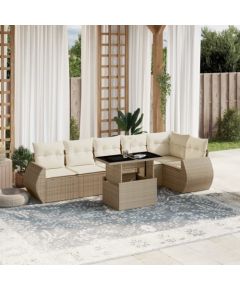 vidaXL vidaXL 7-cz. zestaw wypoczynkowy do ogrodu, z poduszkami, beżowy Dārza mēbeļu komplekti