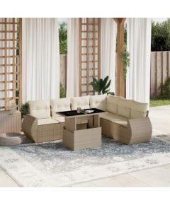 vidaXL vidaXL 7-cz. zestaw wypoczynkowy do ogrodu, z poduszkami, beżowy Dārza mēbeļu komplekti