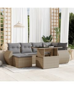 vidaXL vidaXL 7-cz. zestaw wypoczynkowy do ogrodu, z poduszkami, beżowy Dārza mēbeļu komplekti