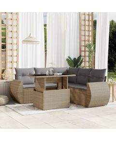 vidaXL vidaXL 6-cz. zestaw mebli ogrodowych z poduszkami, beżowy, polirattan Dārza mēbeļu komplekti