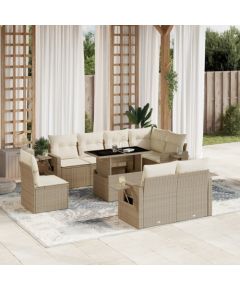vidaXL vidaXL 9-cz. zestaw mebli ogrodowych z poduszkami, beżowy, polirattan Dārza mēbeļu komplekti