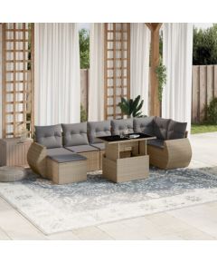 vidaXL vidaXL 8-cz. zestaw mebli ogrodowych z poduszkami, beżowy, polirattan Dārza mēbeļu komplekti