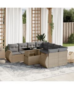 vidaXL vidaXL 9-cz. zestaw mebli ogrodowych z poduszkami, beżowy, polirattan Dārza mēbeļu komplekti