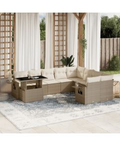 vidaXL vidaXL 10-cz. zestaw mebli ogrodowych z poduszkami, beżowy, polirattan Dārza mēbeļu komplekti