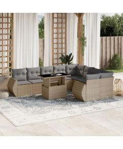 vidaXL vidaXL 10-cz. zestaw mebli ogrodowych z poduszkami, beżowy, polirattan Dārza mēbeļu komplekti