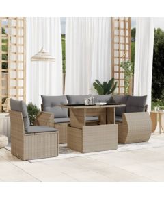 vidaXL vidaXL 6-cz. zestaw mebli ogrodowych z poduszkami, beżowy, polirattan Dārza mēbeļu komplekti