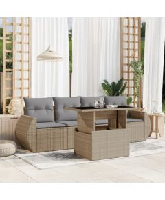 vidaXL vidaXL 5-cz. zestaw mebli ogrodowych z poduszkami, beżowy, polirattan Dārza mēbeļu komplekti