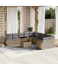 vidaXL vidaXL 11-cz. zestaw mebli ogrodowych z poduszkami, beżowy, polirattan Dārza mēbeļu komplekti