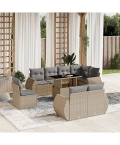 vidaXL vidaXL 9-cz. zestaw mebli ogrodowych z poduszkami, beżowy, polirattan Dārza mēbeļu komplekti