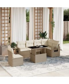 vidaXL vidaXL 7-cz. zestaw wypoczynkowy do ogrodu, z poduszkami, beżowy Dārza mēbeļu komplekti