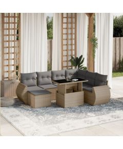 vidaXL vidaXL 8-cz. zestaw mebli ogrodowych z poduszkami, beżowy, polirattan Dārza mēbeļu komplekti