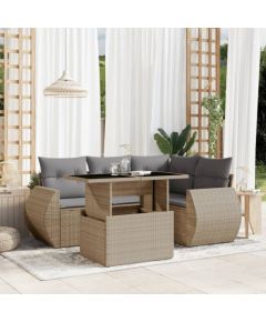 vidaXL vidaXL 5-cz. zestaw mebli ogrodowych z poduszkami, beżowy, polirattan Dārza mēbeļu komplekti