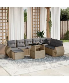 vidaXL vidaXL 9-cz. zestaw mebli ogrodowych z poduszkami, beżowy, polirattan Dārza mēbeļu komplekti