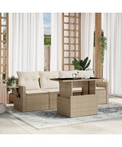 vidaXL vidaXL 5-cz. zestaw mebli ogrodowych z poduszkami, beżowy, polirattan Dārza mēbeļu komplekti