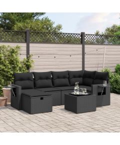 vidaXL vidaXL 7-cz. zestaw wypoczynkowy do ogrodu, z poduszkami, czarny Dārza mēbeļu komplekti