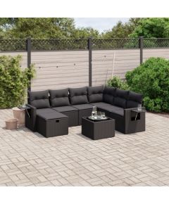 vidaXL vidaXL 8-cz. zestaw wypoczynkowy do ogrodu, z poduszkami, czarny Dārza mēbeļu komplekti