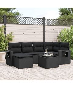 vidaXL vidaXL 7-cz. zestaw wypoczynkowy do ogrodu, z poduszkami, czarny Dārza mēbeļu komplekti