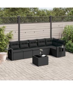 vidaXL vidaXL 7-cz. zestaw wypoczynkowy do ogrodu, z poduszkami, czarny Dārza mēbeļu komplekti