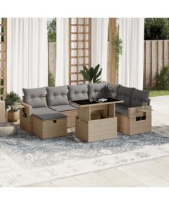 vidaXL vidaXL 8-cz. zestaw mebli ogrodowych z poduszkami, beżowy, polirattan Dārza mēbeļu komplekti