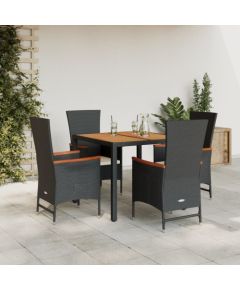 vidaXL vidaXL 5-cz. zestaw mebli ogrodowych z poduszkami, czarny, polirattan Dārza mēbeļu komplekti