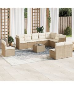 vidaXL vidaXL 11-cz. zestaw mebli ogrodowych z poduszkami, beżowy, polirattan Dārza mēbeļu komplekti