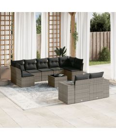 vidaXL vidaXL 10-cz. zestaw wypoczynkowy do ogrodu, z poduszkami, szary Dārza mēbeļu komplekti