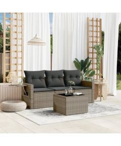 vidaXL vidaXL 4-cz. zestaw wypoczynkowy do ogrodu, poduszki, szary, rattan PE Dārza mēbeļu komplekti