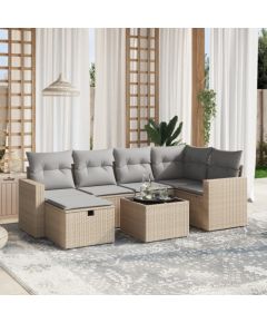 vidaXL vidaXL 7-cz. zestaw mebli ogrodowych z poduszkami, mieszany beż Dārza mēbeļu komplekti