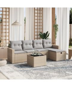 vidaXL vidaXL 6-cz. zestaw mebli ogrodowych z poduszkami, mieszany beż Dārza mēbeļu komplekti