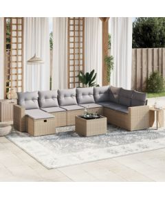 vidaXL vidaXL 9-cz. zestaw mebli ogrodowych z poduszkami, mieszany beż Dārza mēbeļu komplekti