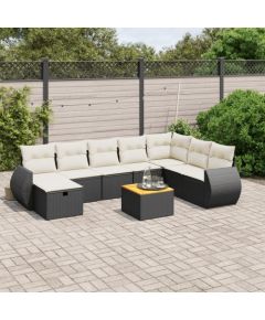 vidaXL 9-cz. zestaw wypoczynkowy do ogrodu, z poduszkami, czarny Dārza mēbeļu komplekti