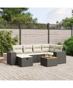 vidaXL 7-cz. zestaw wypoczynkowy do ogrodu, z poduszkami, czarny Dārza mēbeļu komplekti