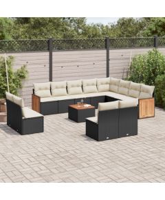 vidaXL 13-cz. zestaw mebli do ogrodu, poduszki, czarny, rattan PE Dārza mēbeļu komplekti