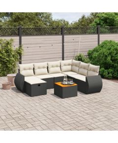 vidaXL 8-cz. zestaw wypoczynkowy do ogrodu, z poduszkami, czarny Dārza mēbeļu komplekti