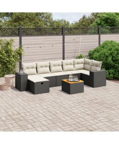 vidaXL 8-cz. zestaw wypoczynkowy do ogrodu, z poduszkami, czarny Dārza mēbeļu komplekti