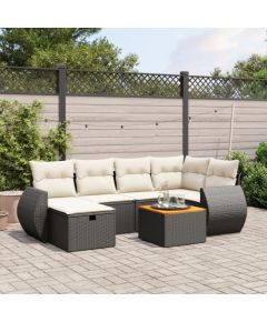 vidaXL 7-cz. zestaw wypoczynkowy do ogrodu, z poduszkami, czarny Dārza mēbeļu komplekti