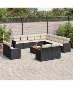 vidaXL 14-cz. zestaw wypoczynkowy do ogrodu, poduszki czarny rattan PE Dārza mēbeļu komplekti