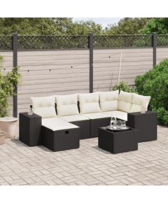 vidaXL 7-cz. zestaw wypoczynkowy do ogrodu, z poduszkami, czarny Dārza mēbeļu komplekti