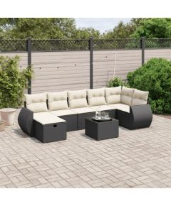 vidaXL 8-cz. zestaw wypoczynkowy do ogrodu, z poduszkami, czarny Dārza mēbeļu komplekti