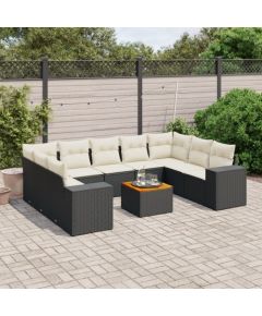 vidaXL 10-cz. zestaw wypoczynkowy do ogrodu, poduszki czarny rattan PE Dārza mēbeļu komplekti