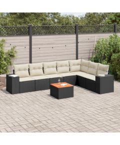 vidaXL 8-cz. zestaw wypoczynkowy do ogrodu, z poduszkami, czarny Dārza mēbeļu komplekti