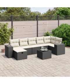 vidaXL 8-cz. zestaw wypoczynkowy do ogrodu, z poduszkami, czarny Dārza mēbeļu komplekti