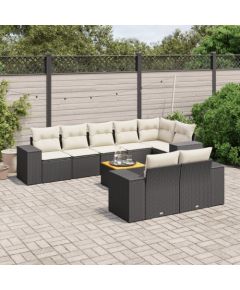 vidaXL 9-cz. zestaw wypoczynkowy do ogrodu, z poduszkami, czarny Dārza mēbeļu komplekti