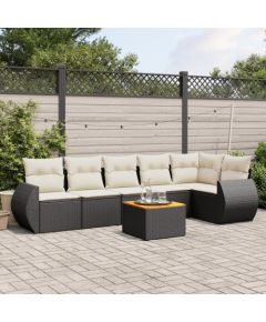 vidaXL 7-cz. zestaw wypoczynkowy do ogrodu, z poduszkami, czarny Dārza mēbeļu komplekti