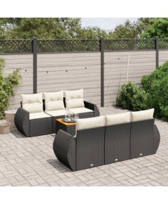 vidaXL 7-cz. zestaw wypoczynkowy do ogrodu, z poduszkami, czarny Dārza mēbeļu komplekti