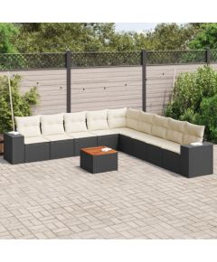 vidaXL 10-cz. zestaw wypoczynkowy do ogrodu, poduszki czarny rattan PE Dārza mēbeļu komplekti