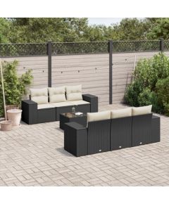 vidaXL 7-cz. zestaw wypoczynkowy do ogrodu, z poduszkami, czarny Dārza mēbeļu komplekti