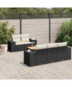 vidaXL 6-cz. zestaw mebli ogrodowych z poduszkami, czarny polirattan Dārza mēbeļu komplekti